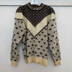Unique Vintage Saxony Vintage 80s Sweater with Leather